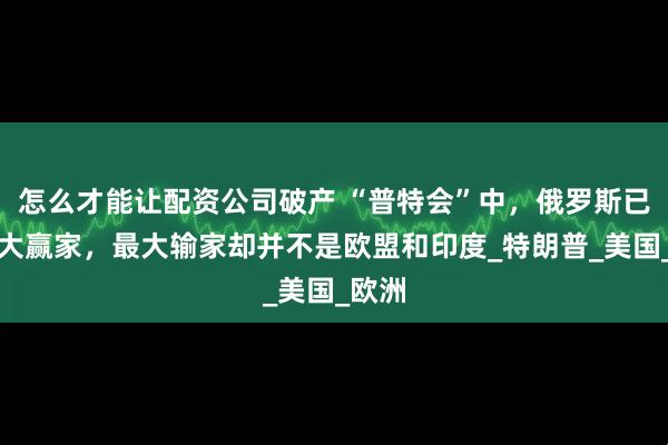 怎么才能讓配資公司破產(chǎn) “普特會”中，俄羅斯已成最大贏家，最大輸家卻并不是歐盟和印度_特朗普_美國_歐洲